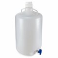 Globe Scientific Carboys, Round with Spigot and Handles, LDPE, White PP Screwcap, 50 Liter, Molded Graduations 7270050